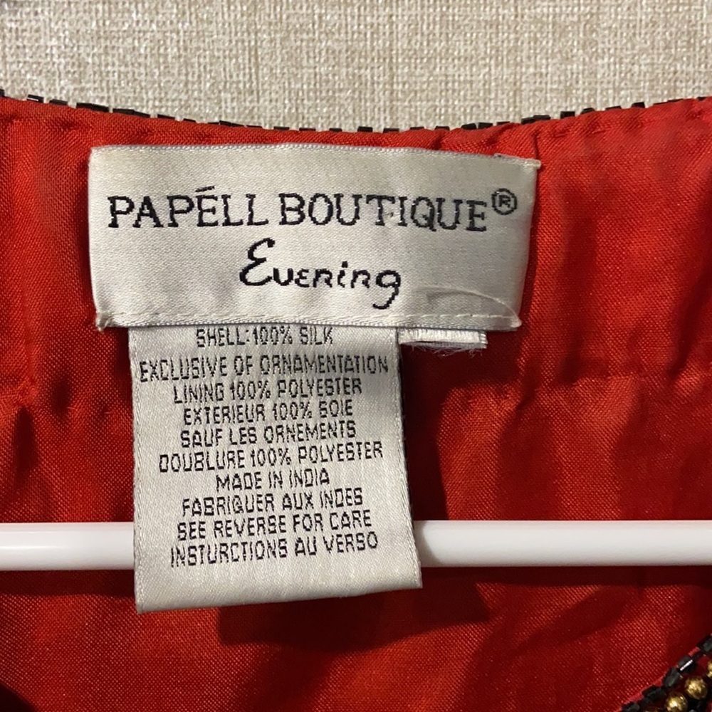 Papell boutique evening beaded silk top - Picture 2 of 8